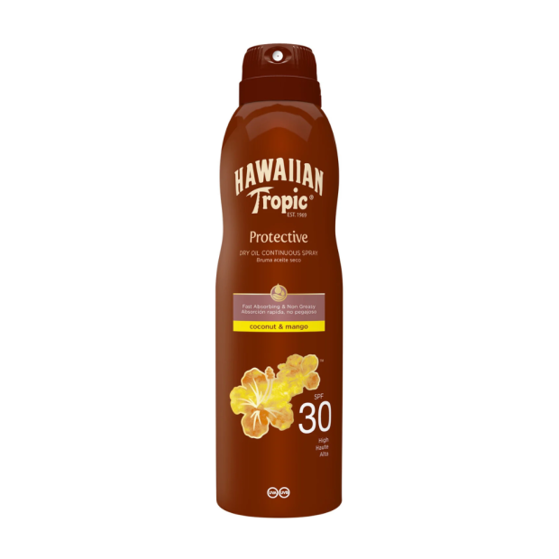 Hawaiian Tropic PROTECTIVE Brume Huile Sèche SPF30, 180ml | Parashop.com