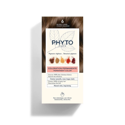 Phyto Coloration 6 Blond Foncé - Kit Coloration Permanente 50ml + 50ml + 12ml | Parashop.com