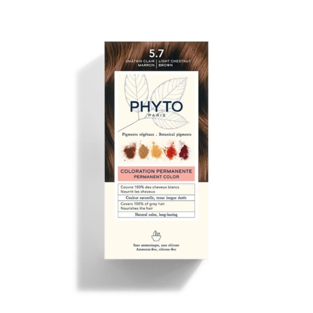 Phyto Coloration 5.7 Châtain Clair Marron - Kit Coloration 5.7 50ml + 50ml + 12ml | Parashop.com