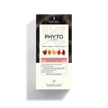 Phyto Coloration Teinte 3 Châtain Foncé 50ml + 50ml + 12ml | Parashop.com