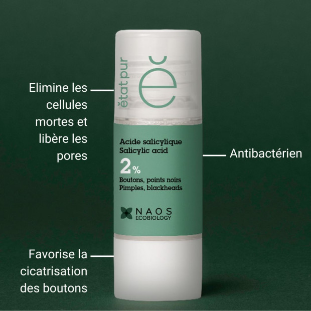 Etat Pur ACTIF PUR Acide Salicylique 2% boutons points noirs, 15ml | Parashop.com