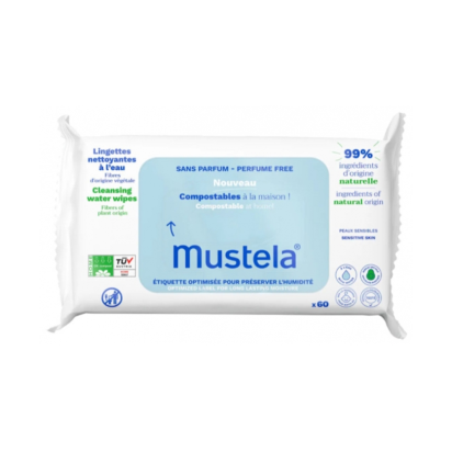 Mustela Lingettes Nettoyantes Compostables Sans Parfum, 60 lingettes | Parashop.com