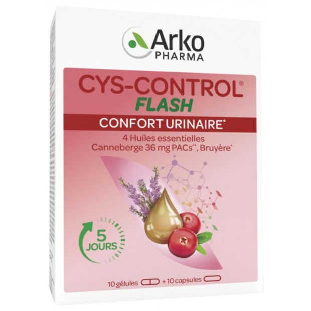 Arkopharma CYS-CONTROL® FLASH Confort urinaire canneberge 36mg PACs, 20 gelules | Parashop.com