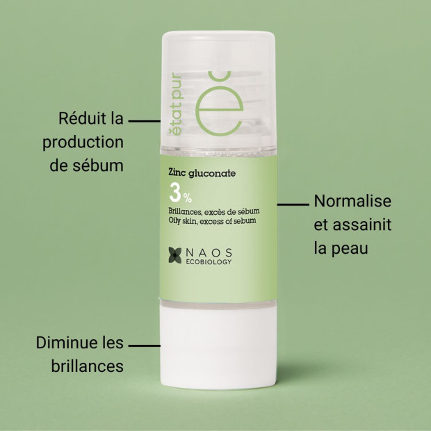 Etat Pur ACTIF PUR Zinc Gluconate 3% Brillance excès de sébum, 15ml | Parashop.com