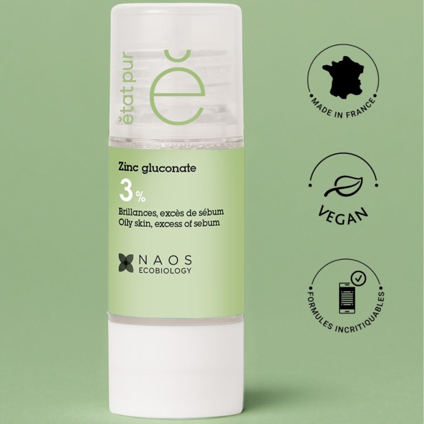 Etat Pur ACTIF PUR Zinc Gluconate 3% Brillance excès de sébum, 15ml | Parashop.com