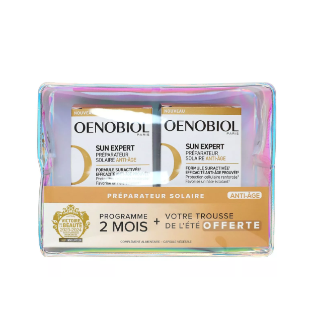 Oenobiol SUN EXPERT Préparateur Solaire Anti-âge, 2x30 Capsules + Trousse offerte | Parashop.com