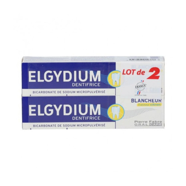 Elgydium Dentifrice Blancheur Fraîcheur Citron, lot 2x75ml | Parashop.com