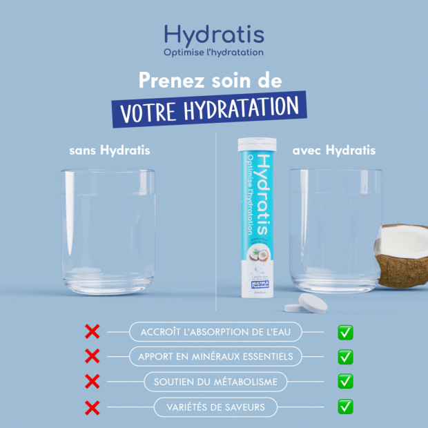 Hydratis coco Solution de rehydratation Coco, 20 pastilles effervescentes | Parashop.com