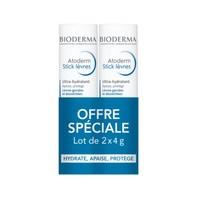 Bioderma ATODERM Stick Lèvres, lot 2x4g | Parashop.com