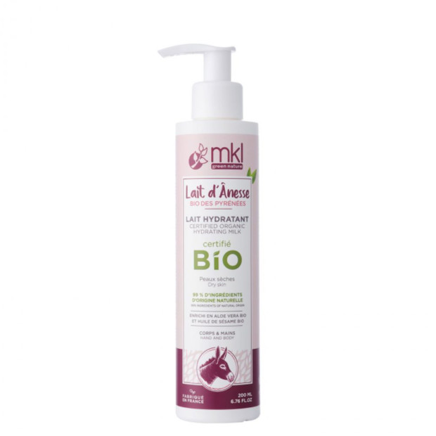 Mkl Green Nature Lait d'Ânesse Bio du Gers Lait Hydratant Corps et Mains, 200ml | Parashop.com