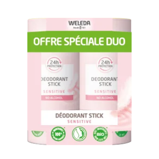 SENSITIVE Déodorant Stick Bio Peaux Sensibles, lot 2x50g