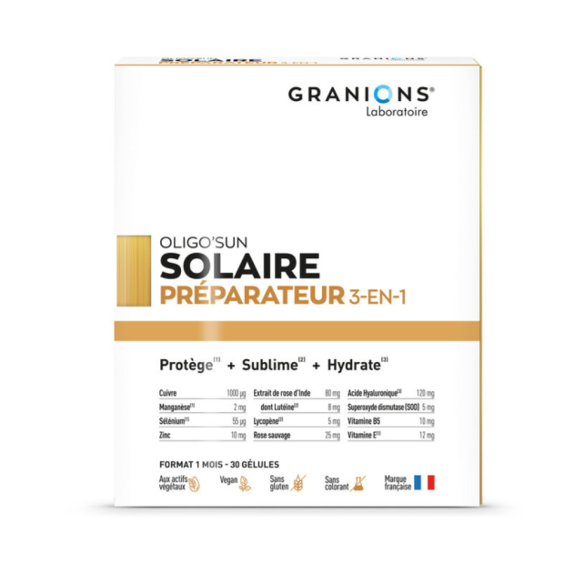 Granions OLIGO'SUN Préparateur Solaire 3-en-1, 30 gélules - 1 mois | Parashop.com