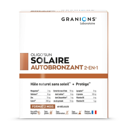 Granions OLIGO'SUN Autobronzant 2-en-1, 60 gélules - 2 mois | Parashop.com