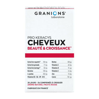 Granions PRO KERACYS Cheveux Beauté & Croissance Arôme Fruits Rouges, 56 comprimés à croquer - 28 jours | Parashop.com