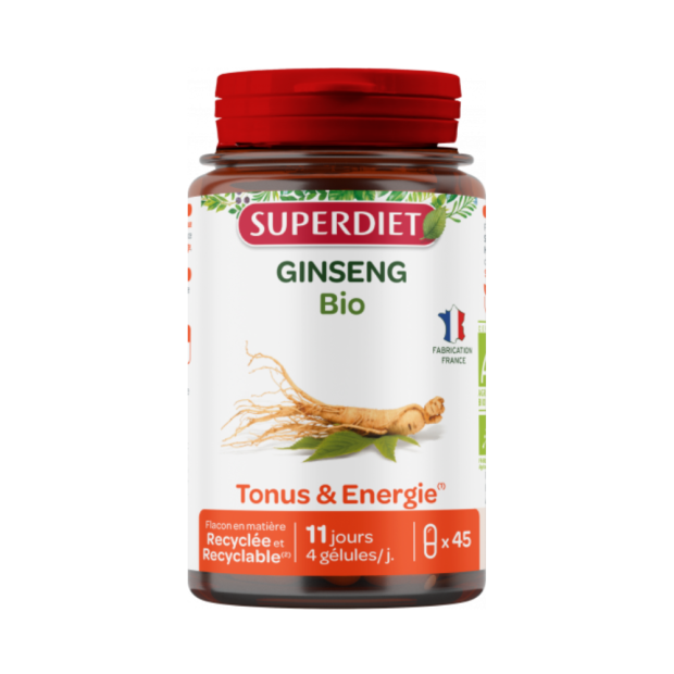 SuperDiet Ginseng bio, 45 gélules | Parashop.com