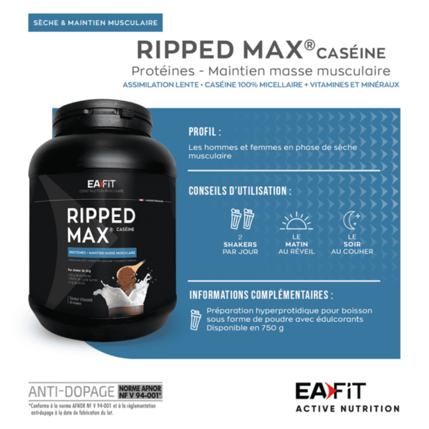 Ea Fit RIPPED MAX CASEINE Saveur Fraise, 750g | Parashop.com