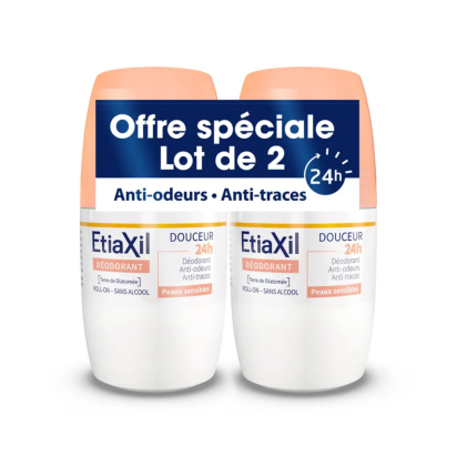 Déodorant Roll-on Douceur 24h Peaux Sensibles, lot 2x50ml