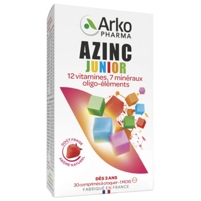 Arkopharma AZINC® JUNIOR Tonus concentration croissance goût fraise, 30 comprimés | Parashop.com