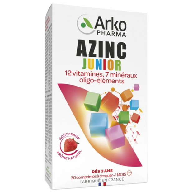 Arkopharma AZINC® JUNIOR Tonus concentration croissance goût fraise, 30 comprimés | Parashop.com