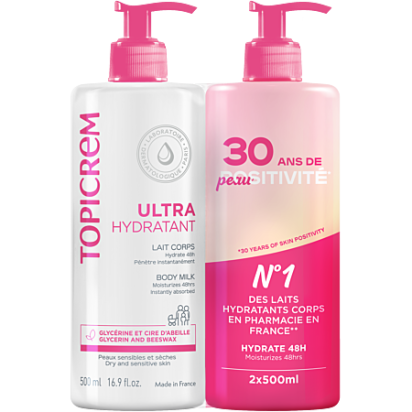 Topicrem ULTRA-HYDRATANT Lait Corps, lot 2x500ml | Parashop.com