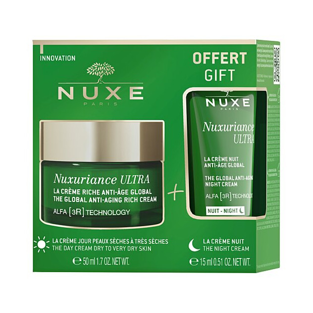 Nuxe NUXURIANCE ULTRA Coffret La Crème Riche Anti-Âge Global 50 ml + La Crème Nuit Anti-Âge Global 15 ml Offerte | Parashop.com