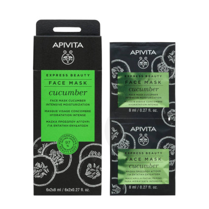 Apivita EXPRESS BEAUTY Masque Visage Hydratation Intense au Concombre, 2x8ml | Parashop.com