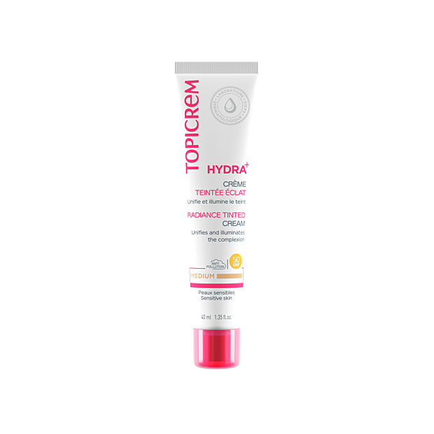 Topicrem HYDRA+ Crème Teintée Éclat SPF50 Teinte Medium, 40ml | Parashop.com