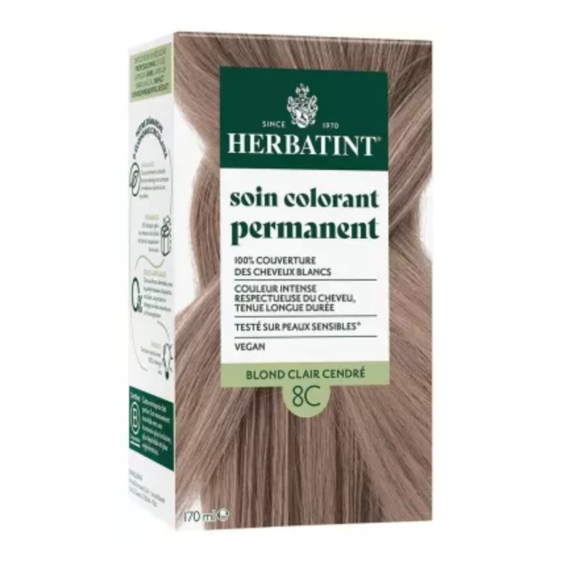 Soin Colorant Permanent - Coloration : 8C Blond Clair Cendré, 170ml