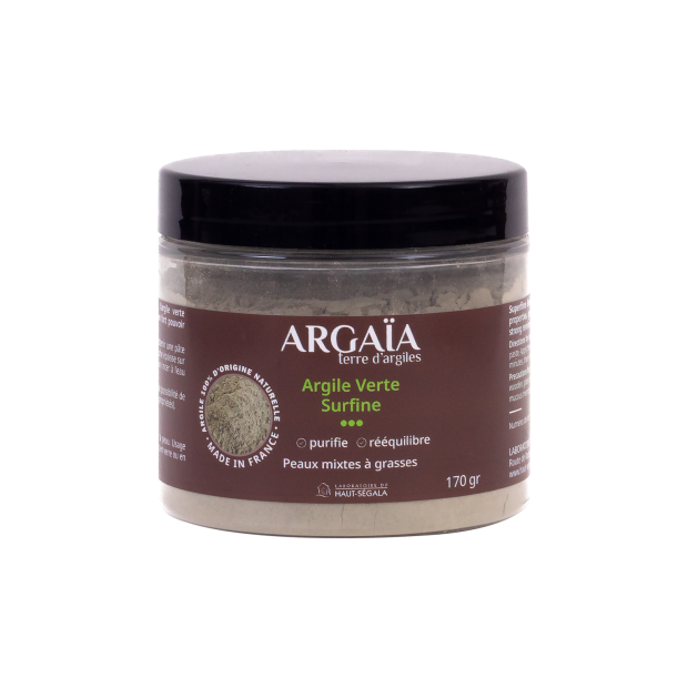 Laboratoire du Haut-Ségala ARGAIA Argile Verte Surfine en Poudre Purifiante & Rééquilibrante, 170g | Parashop.com