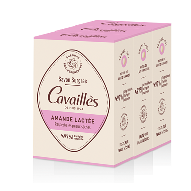 Rogé Cavailles Savon Solide Amande Lactée, lot 3x200g | Parashop.com