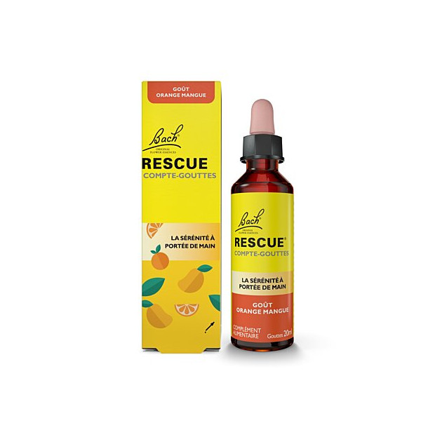 Rescue Bach Compte-Gouttes Goût Orange Mangue, 20ml | Parashop.com