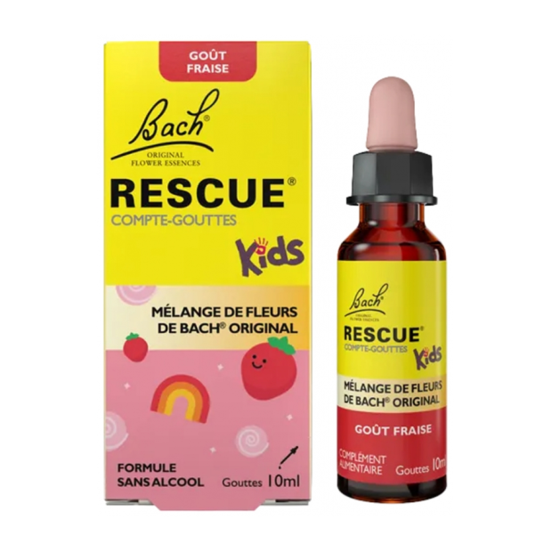 Rescue Bach Kids Compte-Gouttes Goût Fraise, 10ml | Parashop.com