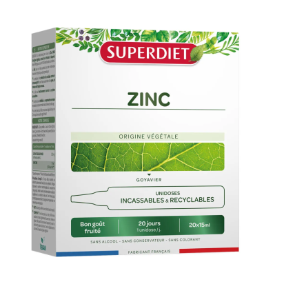 Zinc Origine Végétale Goût Fruité, 20 Unidoses De 15ml 