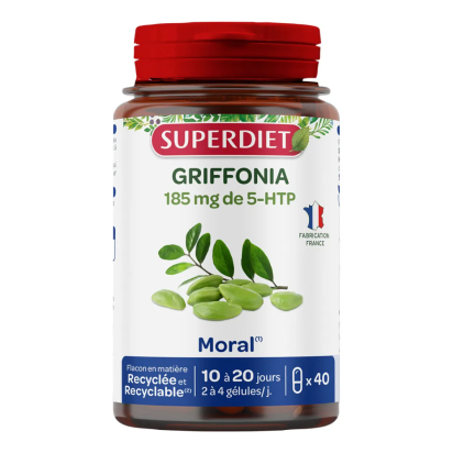 GRIFFONNIA 185mg de 5-HTP Moral 10 à 20 jours, 40 gélules