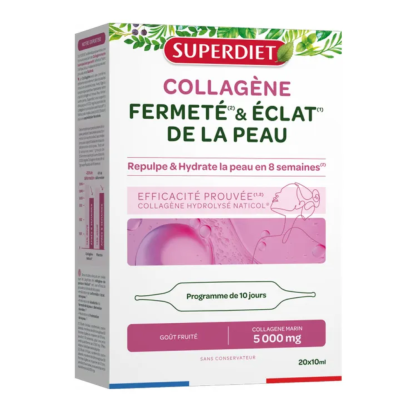 Collagene Fermeté & Eclat De La Peau Goût Fruité 10 Jours, 20 Unidoses De 10ml 