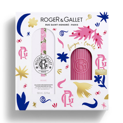 Rose Coffret Eau Parfumée Bienfaisante 100ml Et Sa Bougie Parfumée