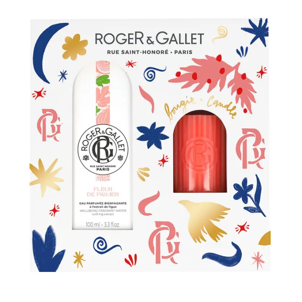 Roger & Gallet FLEUR DE FIGUIER Coffret Eau Parfumée Bienfaisante 100ml et sa bougie parfumée | Parashop.com