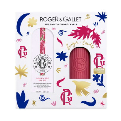 Roger & Gallet GINGEMBRE ROUGE Coffret Eau Parfumée Bienfaisante 100ml et sa bougie parfumée | Parashop.com