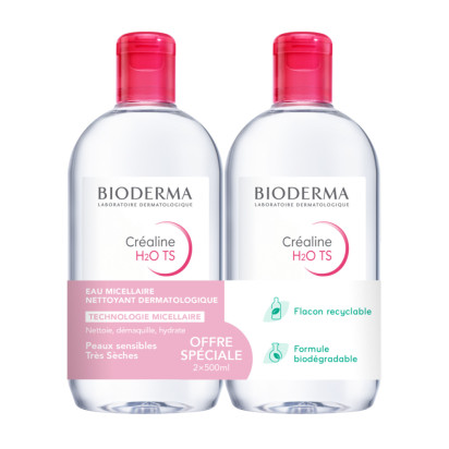 Bioderma CRÉALINE T.S. H2O Eau micellaire, 2x500ml | Parashop.com