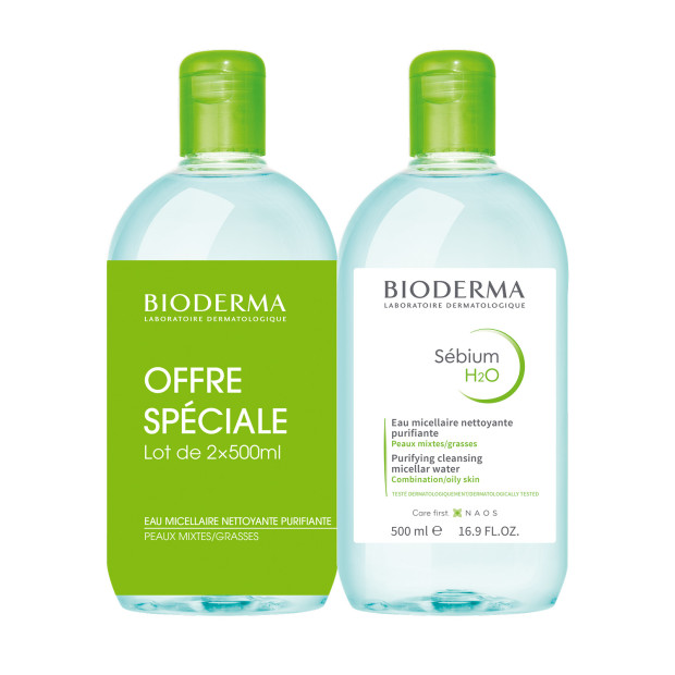 Bioderma Eaux micellaires Lot SÉBIUM H2O, 2 x 500ml | Parashop.com