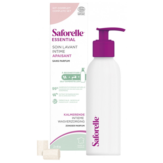 Saforelle Soin Lavant Intime Apaisant Kit à Reconstituer, 1 Flacon + 2 Bâtonnets | Parashop.com