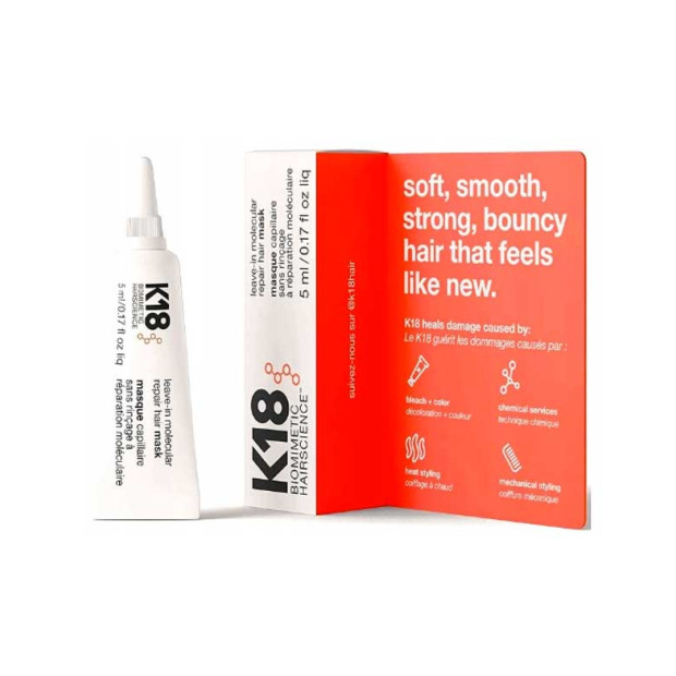 K18 Masque Sans Rinçage Réparation Moléculaire, 5ml | Parashop.com