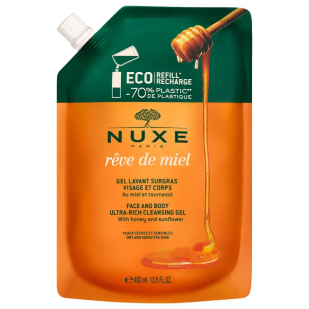 Nuxe Rêve de Miel Gel Lavant Surgras Éco-Recharge, 400ml | Parashop.com