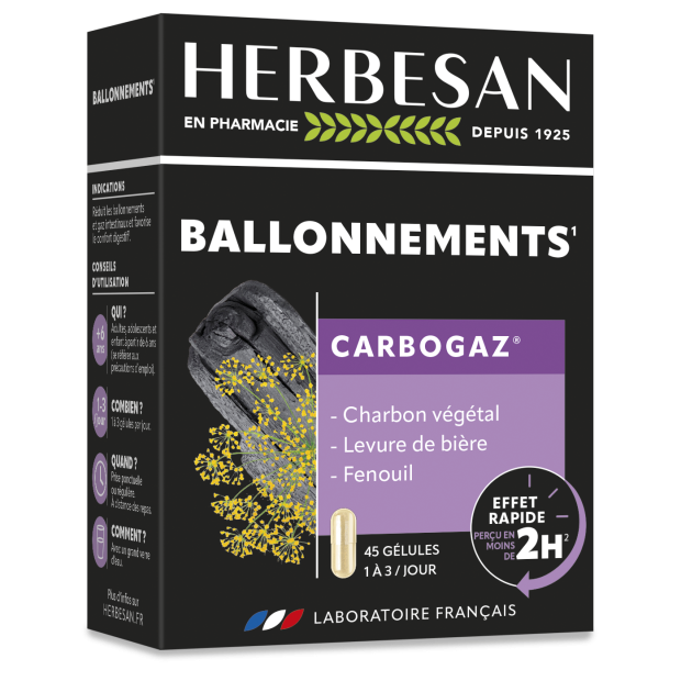 Herbesan Carbogaz, 45 Gelules | Parashop.com