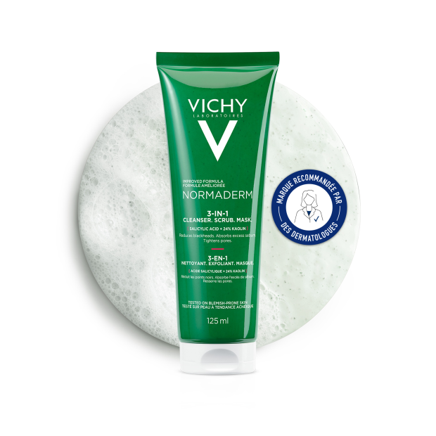 VICHY NORMADERM 3-en-1 Exfoliant + Nettoyant + Masque, 125ml | Parashop.com