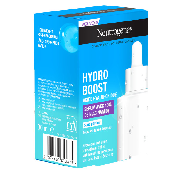 Sérum Hydro Boost 10% Niacinamide flacon pipette compte-goutte, 30ml