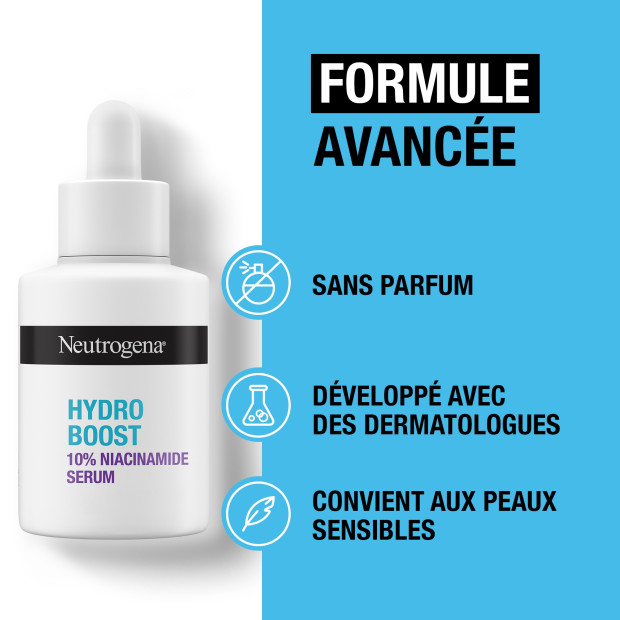 Sérum Hydro Boost 10% Niacinamide flacon pipette compte-goutte, 30ml