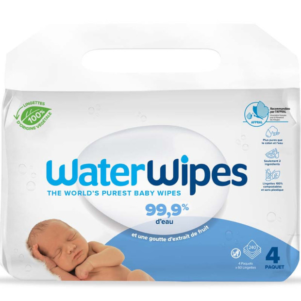 WaterWipes - Lingettes humides pour bébé - 60x12 - Siradis