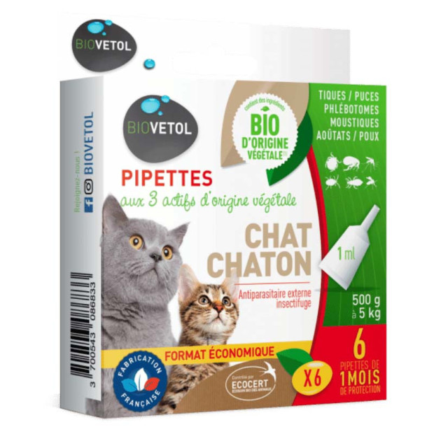 Pipettes chat, 6x1ml Biovetol - Parashop