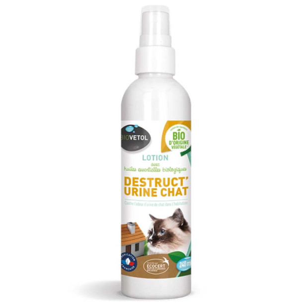 Lotion déstruct'urine chat bio, 240ml Biovetol - Parashop